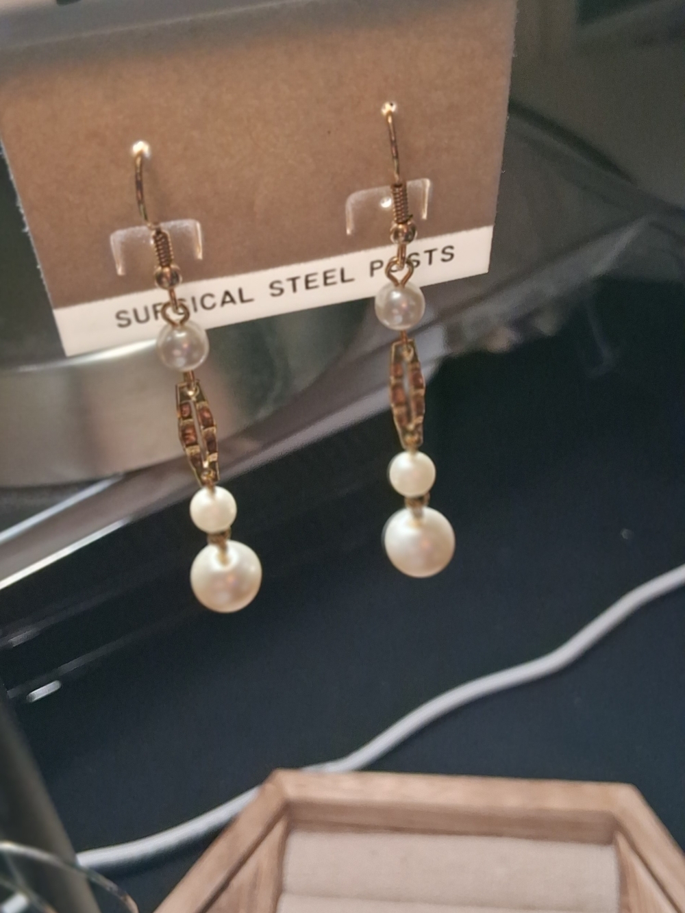 Gold-Tone Pearl Drop Earrings for Women